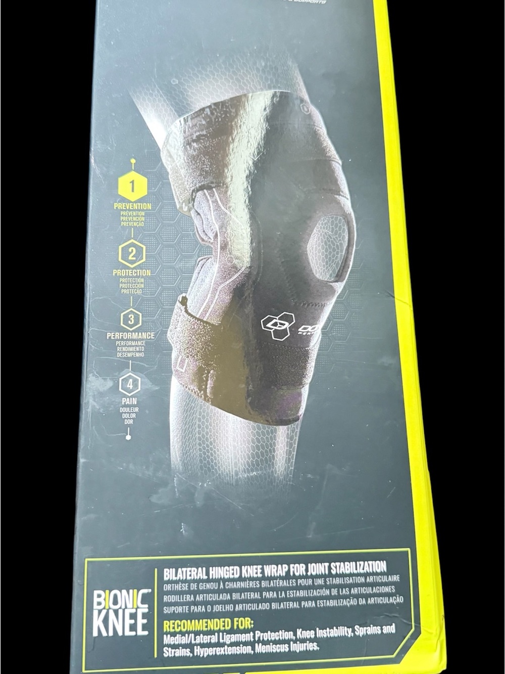 Amazon Bionic Knee Bilateral Hinged Knee Wrap - Black and Yellow Accents